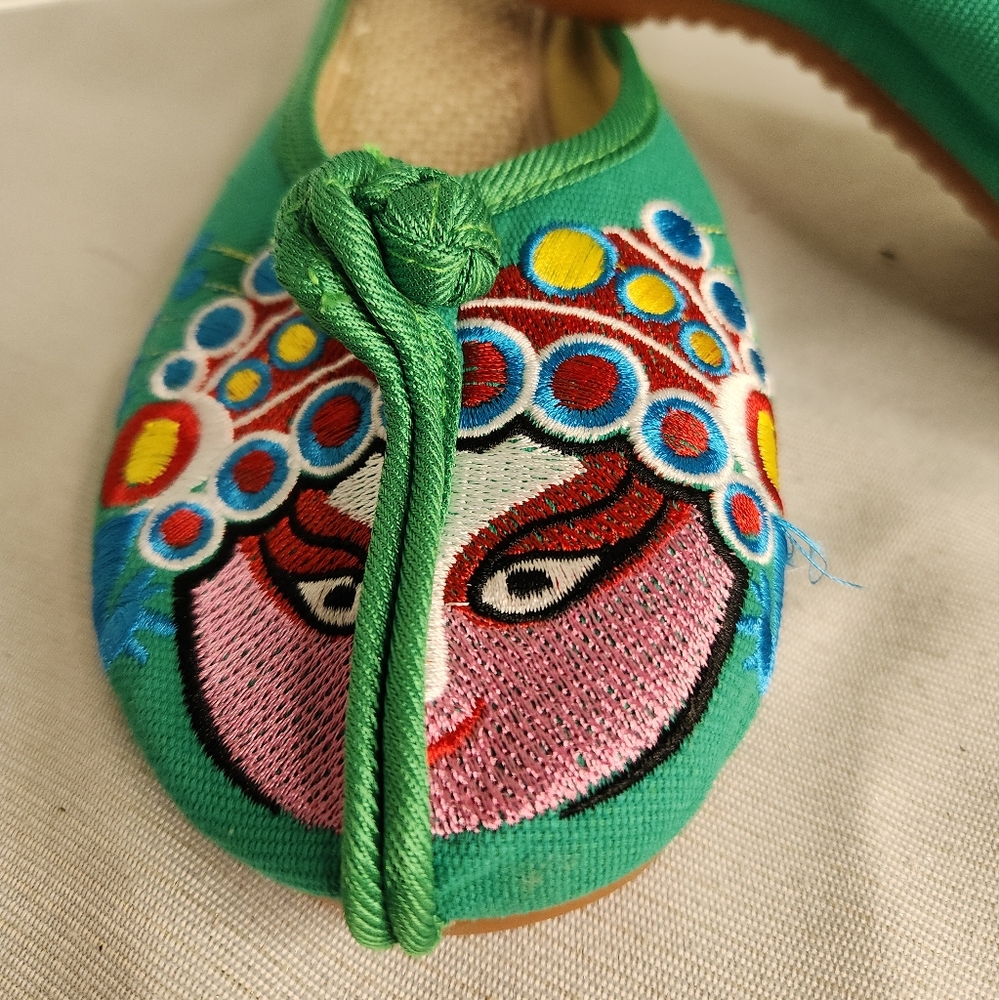 Women's Backless Embroidered Chinese Style Casual Slippers Loafers Size‎ 9